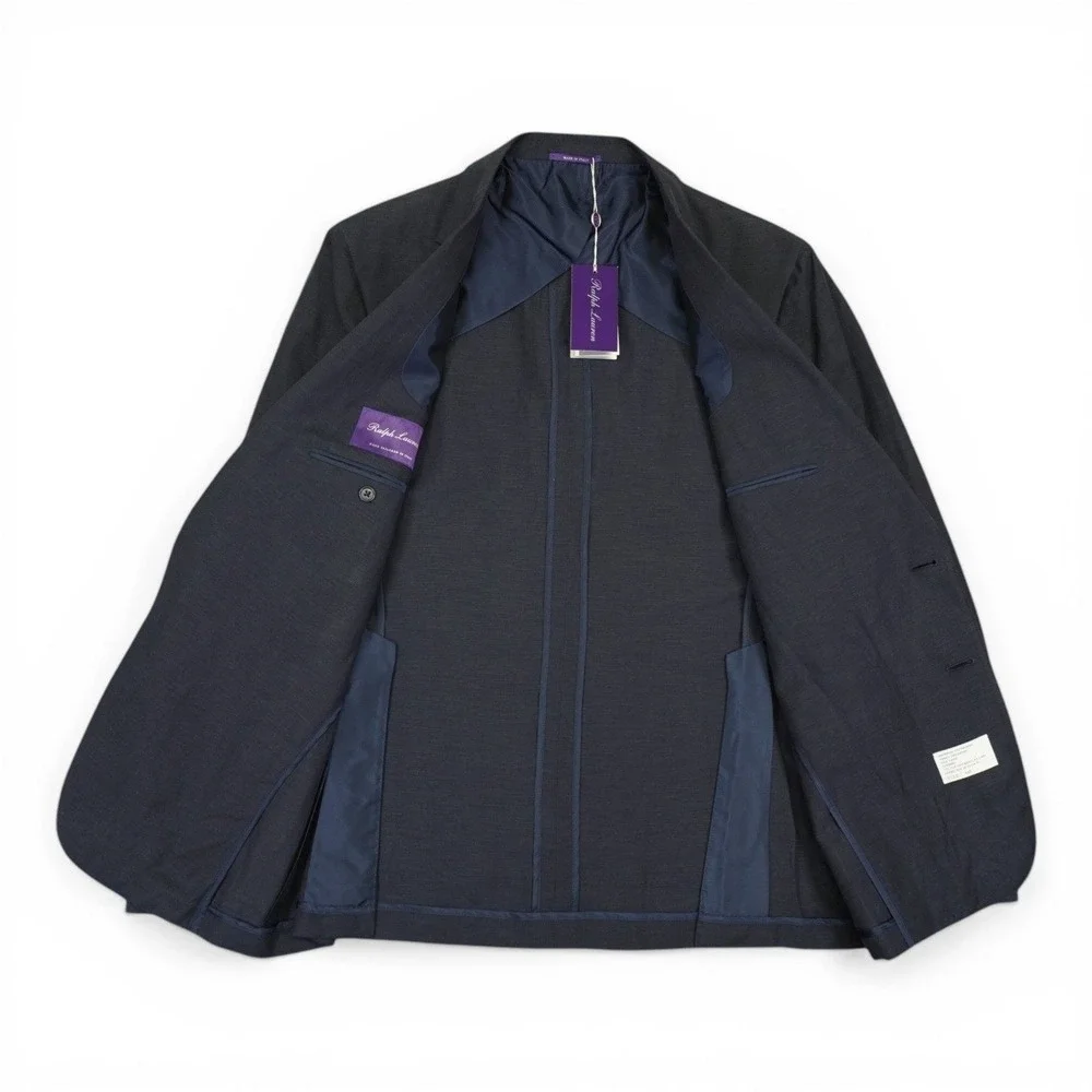NEW Ralph Lauren Purple Label Blazer Sport Coat Mens 44R Navy Silk Linen Luxury